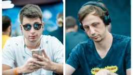 Никита «Ebaaa11» Кузнецов и Алексей «Fiat» Вандышев на финальном столе $5K WSOP Main Event 2021